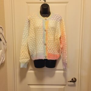Pastel Rainbow Textured Boutique Cardigan